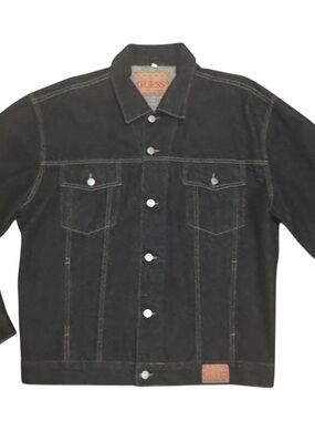 GUESS Black Men’s Denim Jacket with Contrast Stitching Xl/ 11